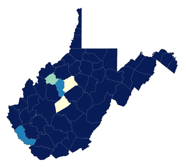 Yellow-rumped Warbler county map