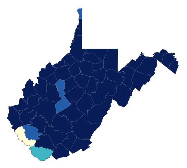 Yellow-throated Vireo county map