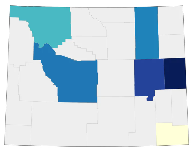 Black-billed Cuckoo county map