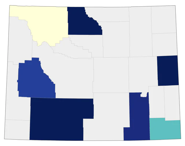 Black-throated Sparrow county map