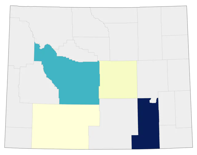 Yellow-throated Warbler county map